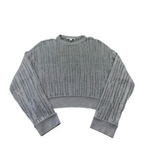 Allsaints Silver Metallic‎ Blend See Through Cropped Sweater Size Medium